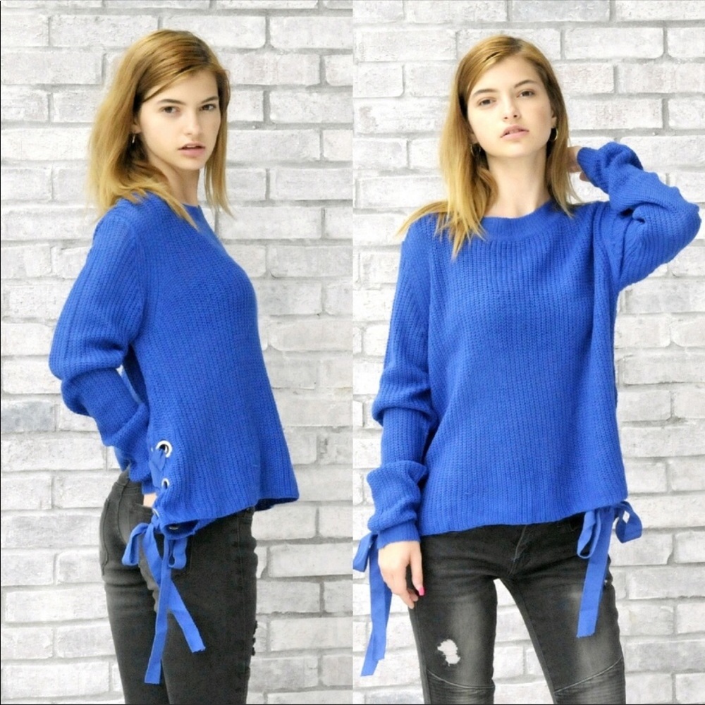 NEW! SIDE LACING SWEATER - Picture 2 of 3